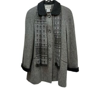 NICE  Cabin Creek Women's Wool Coat Gray W/Scarf Size 12